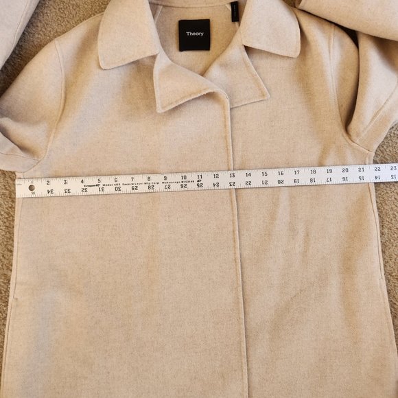 NWOT Theory 38% CASHMERE Coat Overlay DF Double Face Oatmeal Mélange - Picture 7 of 17